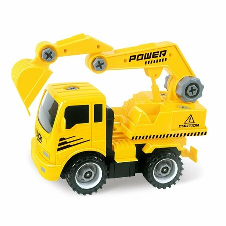 AZIMPORT Take A-Part Construction Truck with 4 Different Forms, Dump Truck, Crane, Cement Mixer, Excavator AZ30317